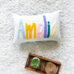 Personalized Artisan Punch Needle Pillow Covers- Dark Teal
