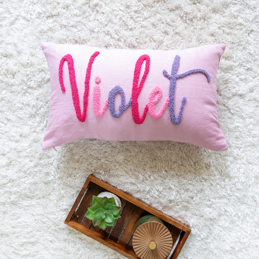 Bespoke Hand Embroidered Pillow Covers- Pastel Pink