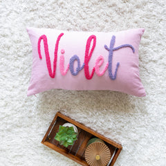 Bespoke Hand Embroidered Pillow Covers- Pastel Pink