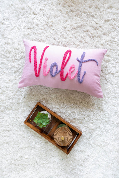 Bespoke Hand Embroidered Pillow Covers- Pastel Pink