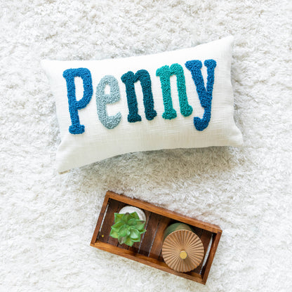 Custom Needle Punch Embroidered Throw Pillow Covers- Dark Teal