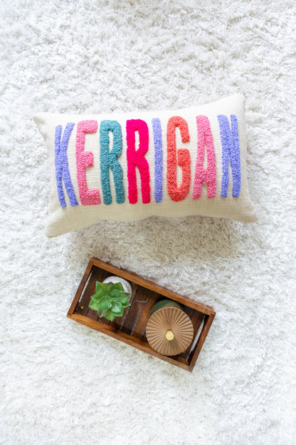 Personalized Punch Needle Accent Cushion Covers- Dark Teal