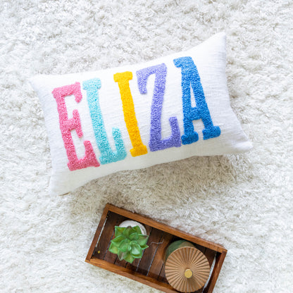 Personalized Punch Needle Accent Cushion Covers- Baby Pink