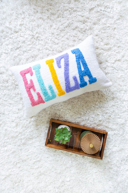 Personalized Punch Needle Accent Cushion Covers- Baby Pink