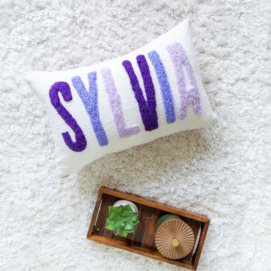 Custom Punch Needle Accent Pillow Covers- Lavender