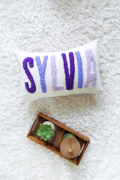 Custom Punch Needle Accent Pillow Covers- Lavender