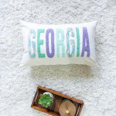 Custom Name Punch Needle Pillow Cover- Off White