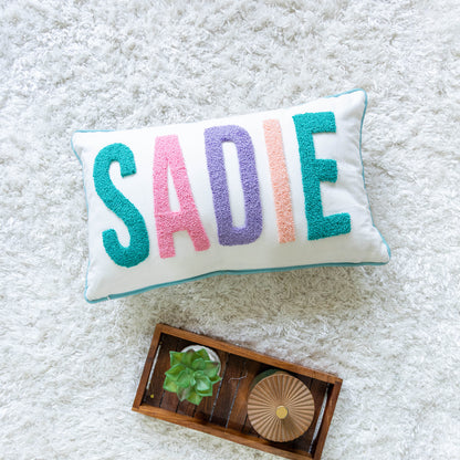 Personalized Punch Needle Accent Cushion Covers- Off White