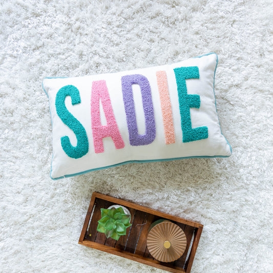 Personalized Punch Needle Accent Cushion Covers- Off White