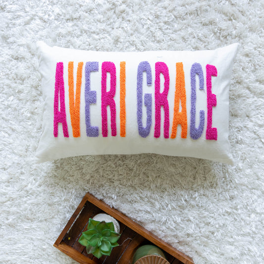 Monogrammed Punch Needle Pillow Covers- Off White
