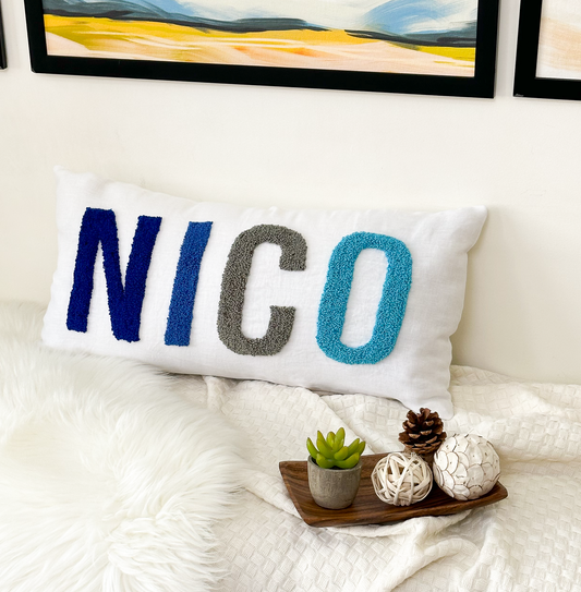 Personalized Linen Pillow Covers with Punch Needle Embroidery- PRE SELECTED