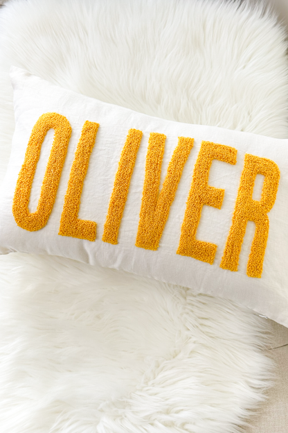 Personalized Linen Pillow Covers with Punch Needle Embroidery- PRE SELECTED