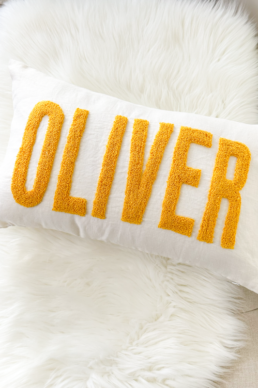 Personalized Linen Pillow Covers with Punch Needle Embroidery- PRE SELECTED