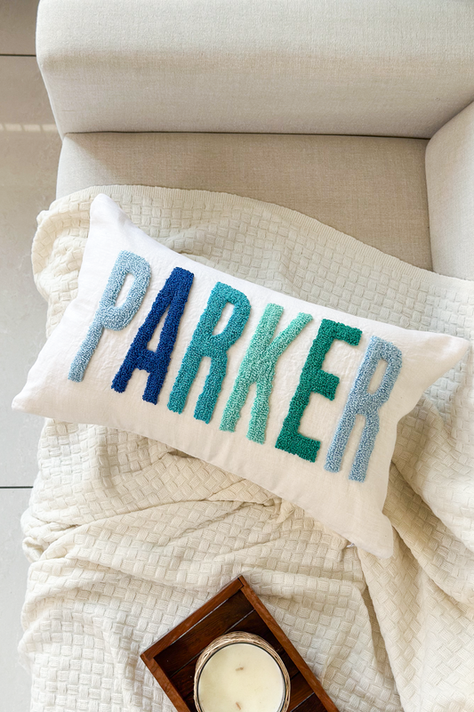 Personalized Linen Pillow Covers with Punch Needle Embroidery- PRE SELECTED