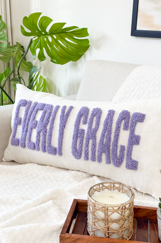 Personalized Linen Pillow Covers with Punch Needle Embroidery- PRE SELECTED