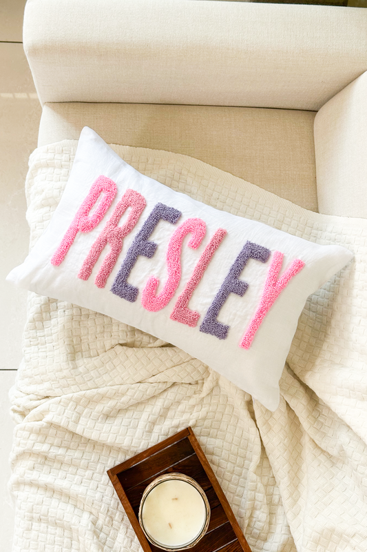 Personalized Linen Pillow Covers with Punch Needle Embroidery- PRE SELECTED