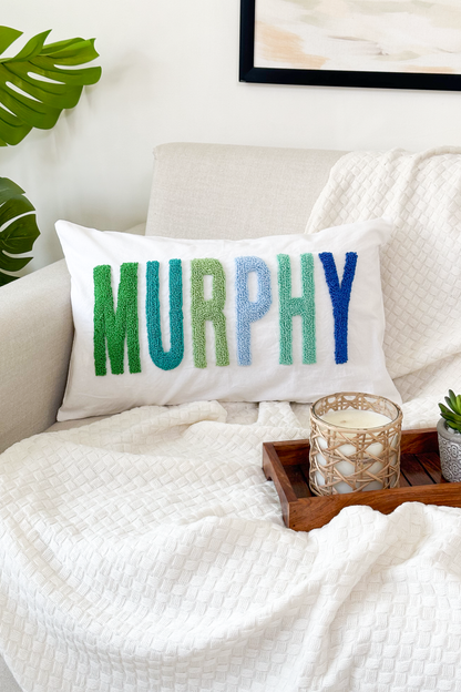 Personalized Linen Pillow Covers with Punch Needle Embroidery- PRE SELECTED