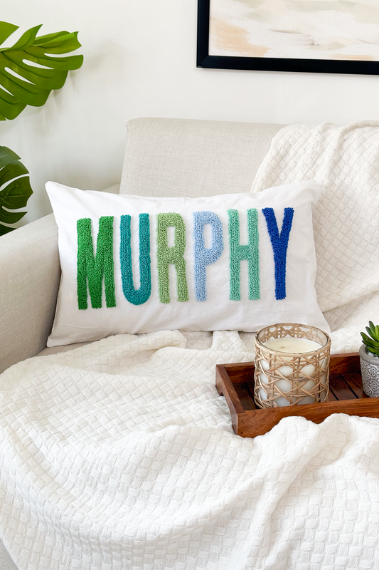 Personalized Linen Pillow Covers with Punch Needle Embroidery- PRE SELECTED