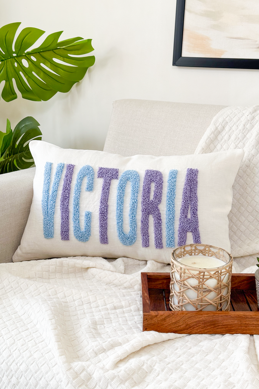 Personalized Linen Pillow Covers with Punch Needle Embroidery- PRE SELECTED