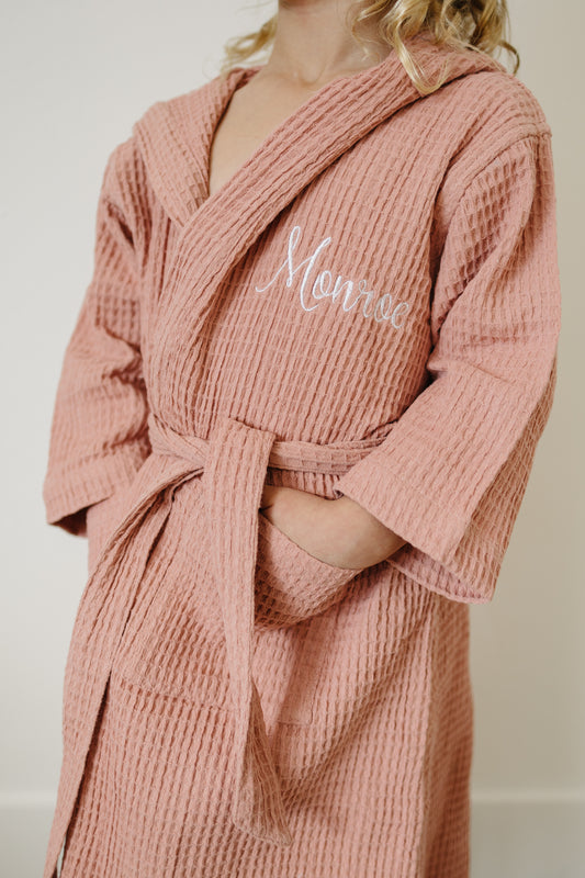 Custom Organic Waffle Bath Robe