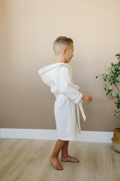 Personalized Organic Double Gauze Bath Robe with Piping