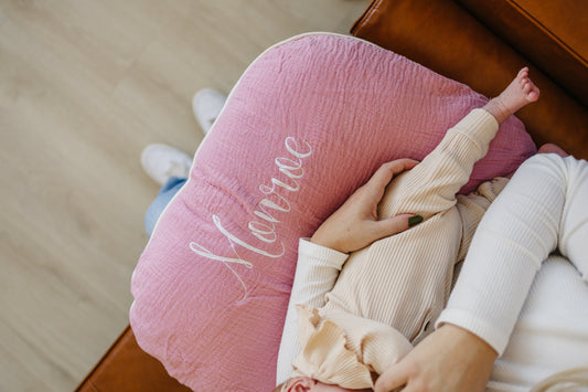 Personalized Muslin Nursing Pillow, Wrinkle Gauze, 100% Cotton, Breastfeeding Pillow