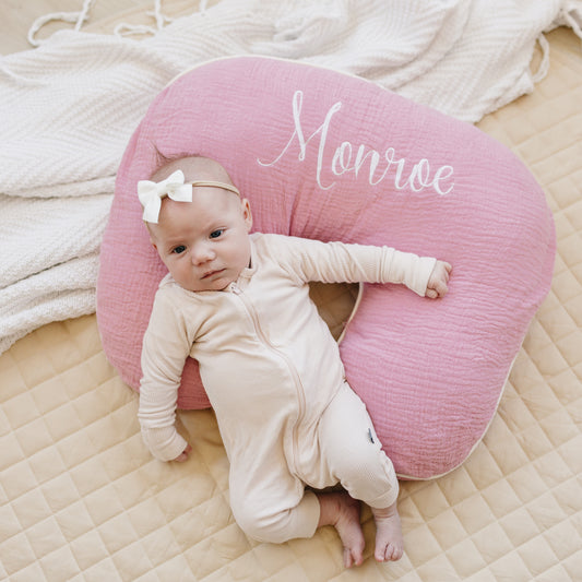 Personalized Muslin Nursing Pillow, Wrinkle Gauze, 100% Cotton, Breastfeeding Pillow