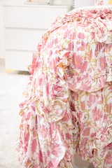 Hand Block Printed Cotton Sateen Duvet Cover With Ruffled Scallops