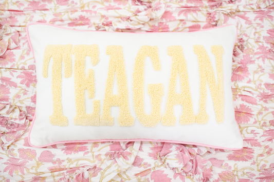 Butter Yellow Custom Name Pillow Cover