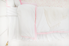 Cotton Percale Organic Duvet Cover with Flange Trim- Baby Pink