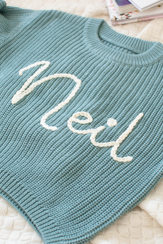 Personalized Sweaters, Hand Embroidered, 100% Cotton