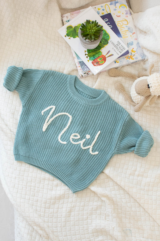 Personalized Sweaters, Hand Embroidered, 100% Cotton