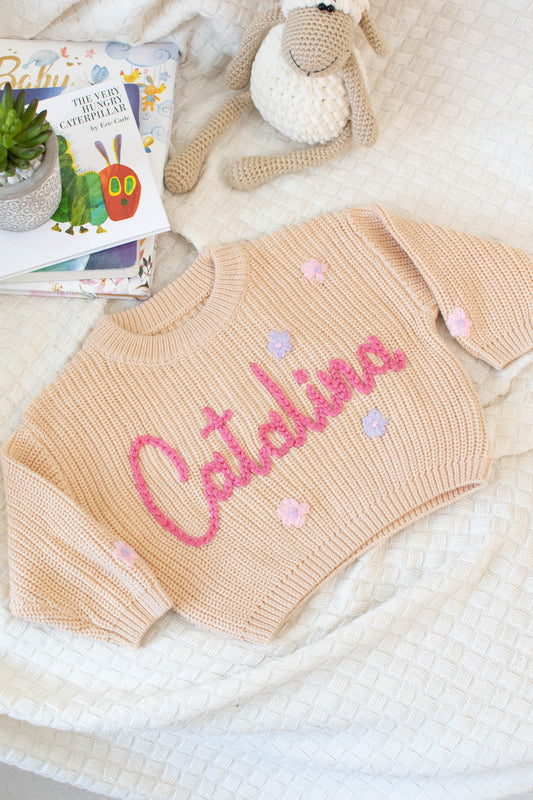 Personalized Sweaters, Hand Embroidered, 100% Cotton