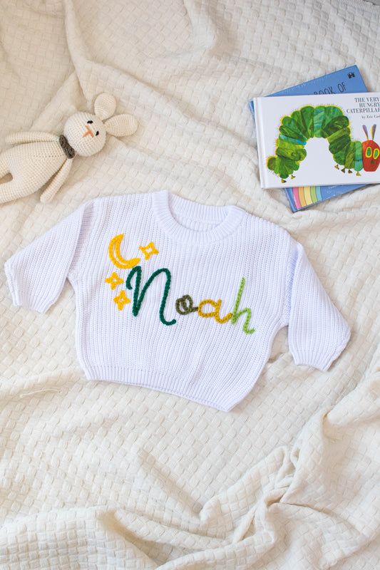 Personalized Sweaters, Hand Embroidered, 100% Cotton