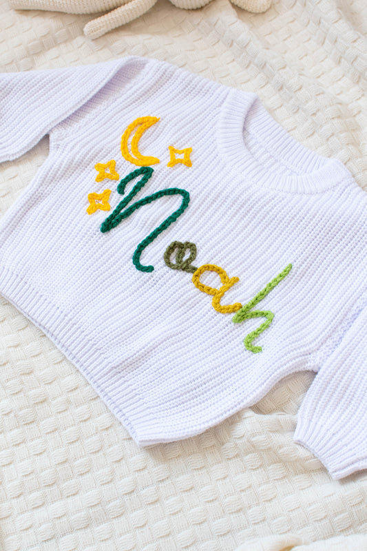 Personalized Sweaters, Hand Embroidered, 100% Cotton