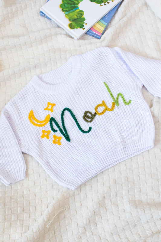 Personalized Sweaters, Hand Embroidered, 100% Cotton
