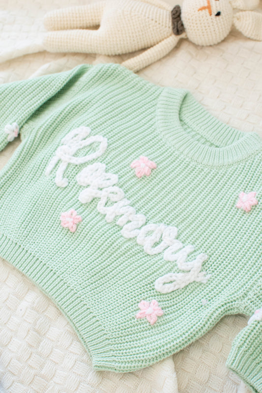 Personalized Sweaters, Hand Embroidered, 100% Cotton