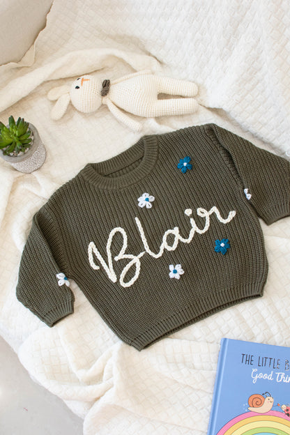 Personalized Sweaters, Hand Embroidered, 100% Cotton