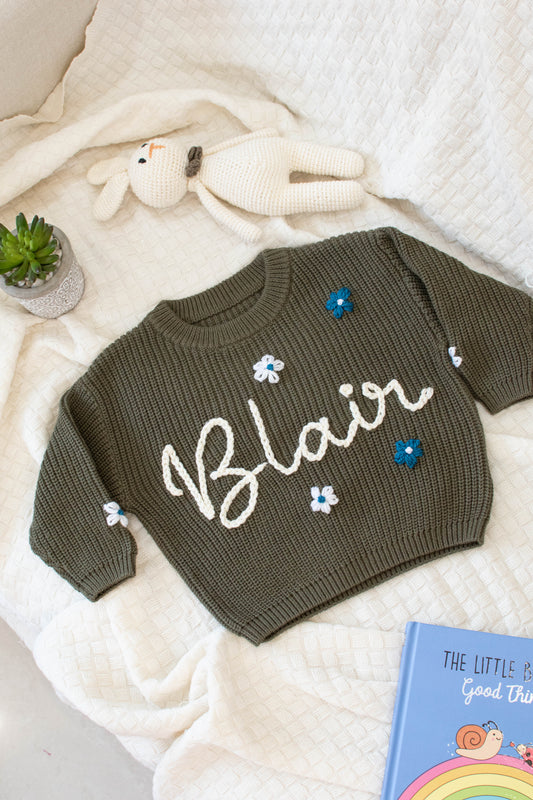 Personalized Sweaters, Hand Embroidered, 100% Cotton