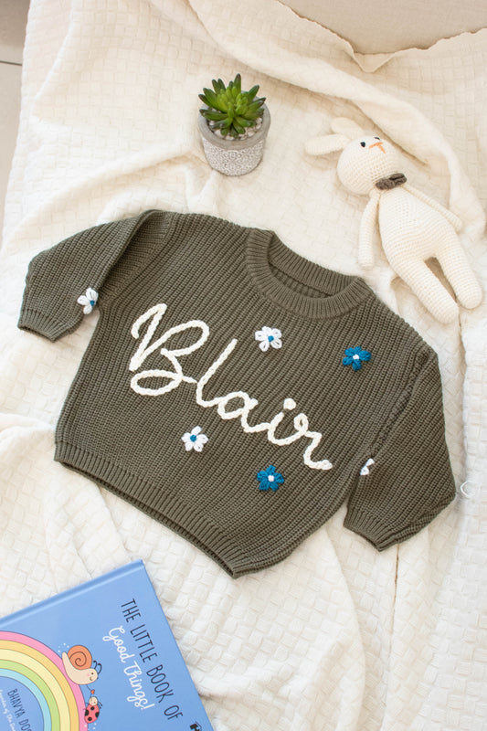 Personalized Sweaters, Hand Embroidered, 100% Cotton
