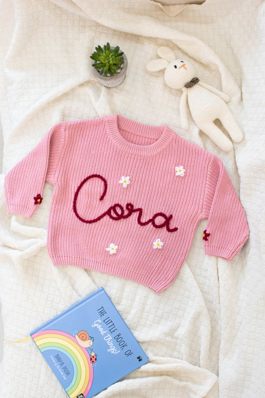 Personalized Sweaters, Hand Embroidered, 100% Cotton