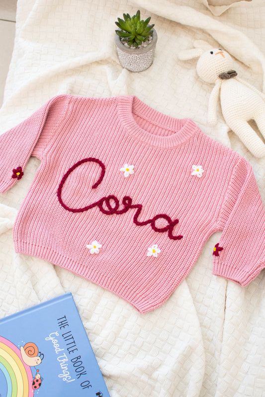 Personalized Sweaters, Hand Embroidered, 100% Cotton