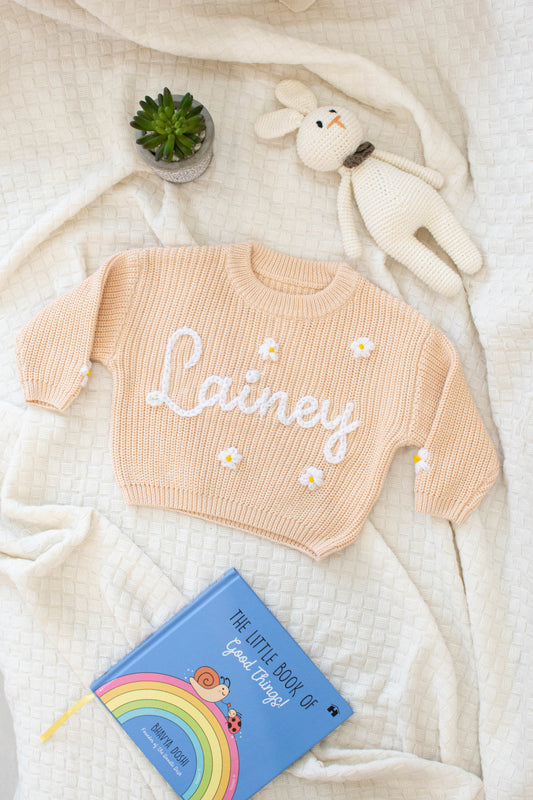 Personalized Sweaters, Hand Embroidered, 100% Cotton