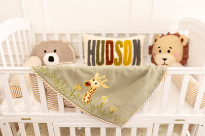 Jeep Jungle Safari Applique Cotton Blanket for Baby with Kantha Work