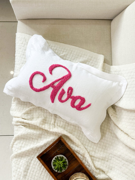 Personalized Pillow Cover, Punch Needle, 100% Linen