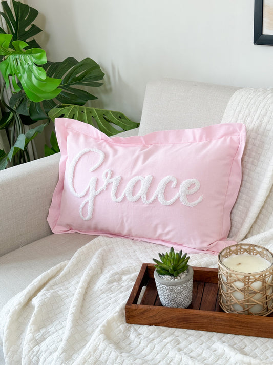 Personalized Pillow Cover, Punch Needle, 100% Cotton