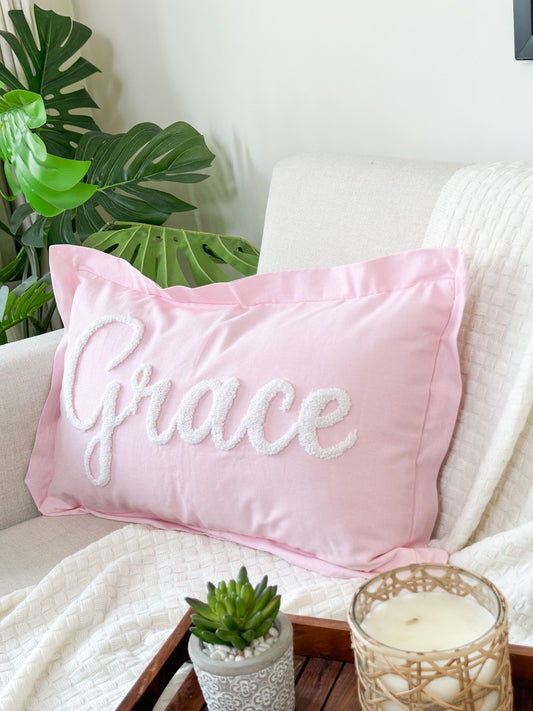 Personalized Pillow Cover, Punch Needle, 100% Cotton