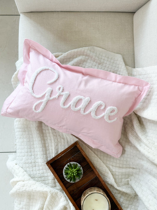Personalized Pillow Cover, Punch Needle, 100% Cotton