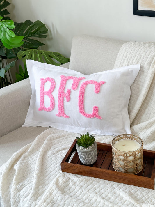 Personalized Pillow Cover, Punch Needle, 100% Linen
