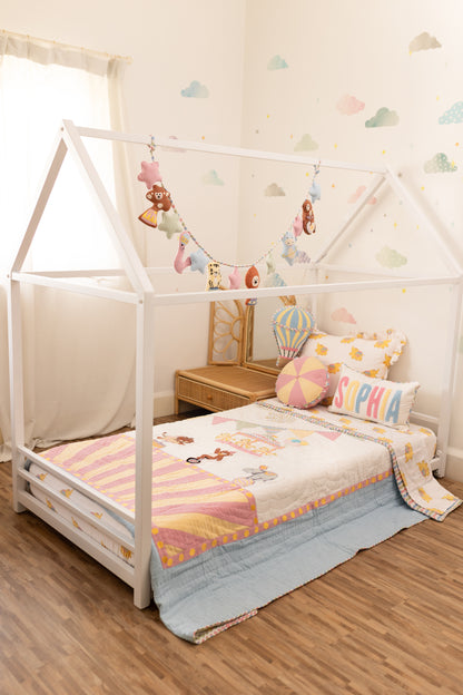 Carnival Applique Cotton Blanket for Kids with Kantha Work